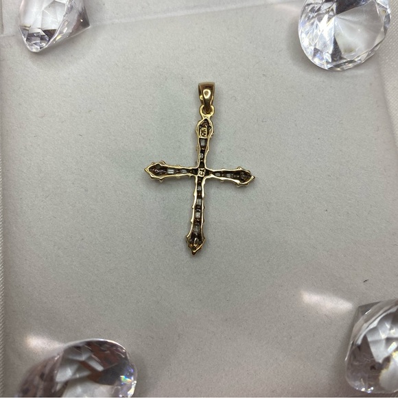 10K YELLOW AND WHITE GOLD diamond cross pendant REAL GOLD ✝️ - Picture 11 of 16